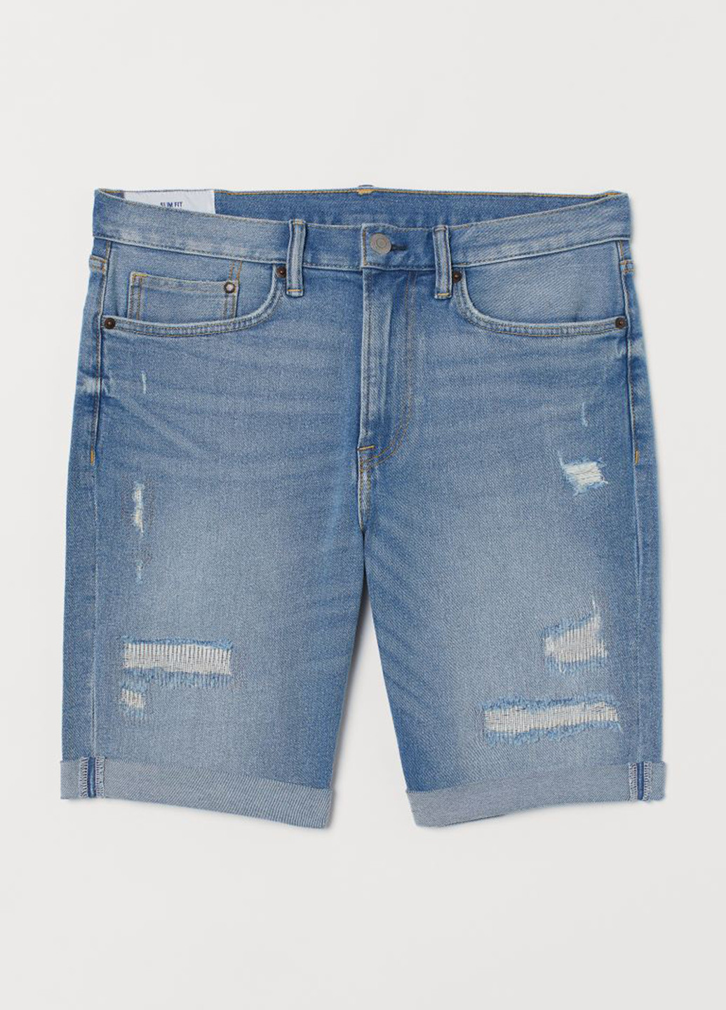 Шорты H&M однотонные тёмно-голубые джинсовые хлопок