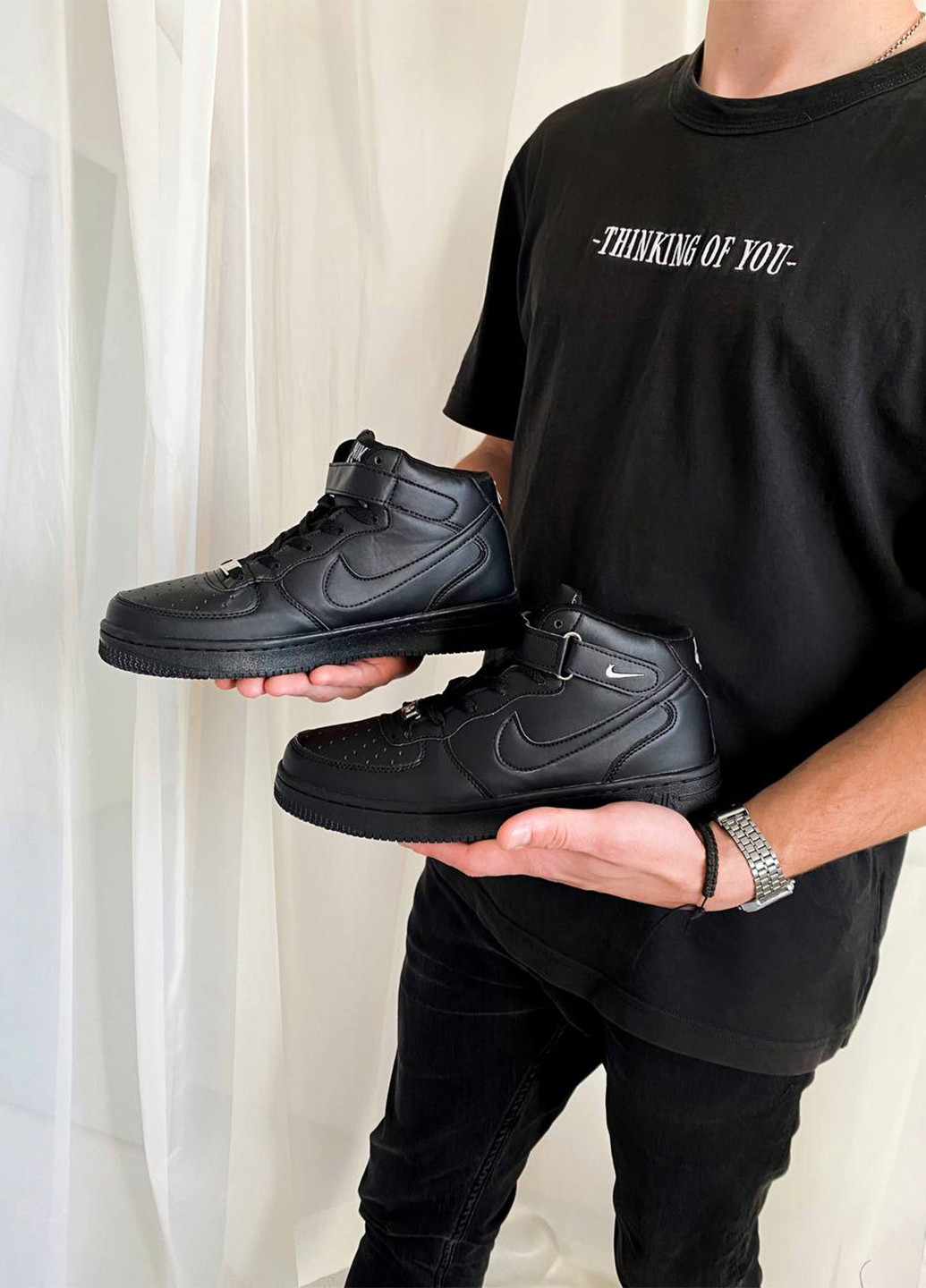 Черные демисезонные кроссовки Nike Air Force High Black