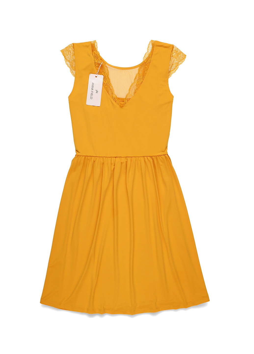 Горчичное кэжуал платье клеш Anna Field однотонное