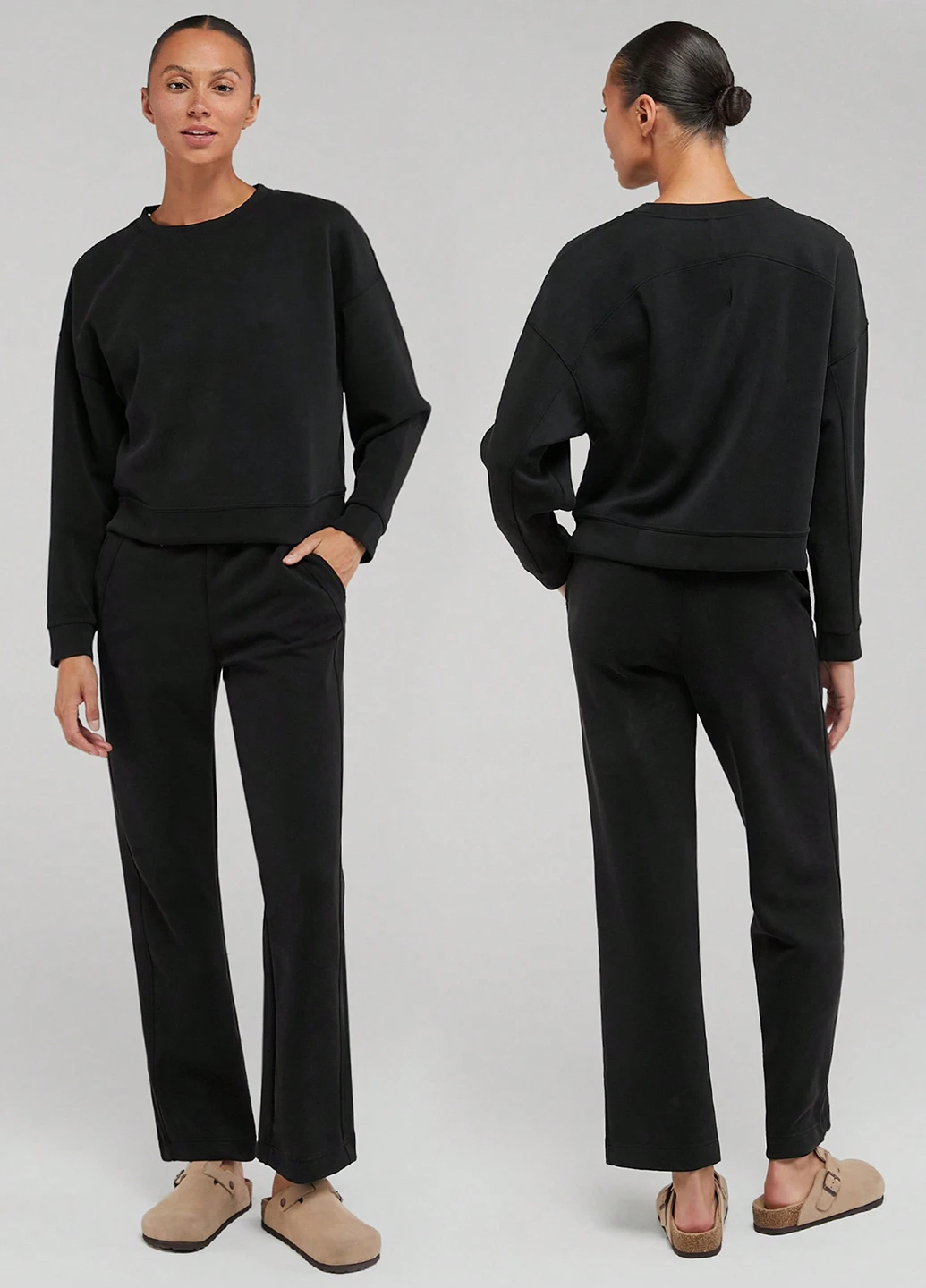 Черный свитшот SHEIN однотонный без декора (339507422)