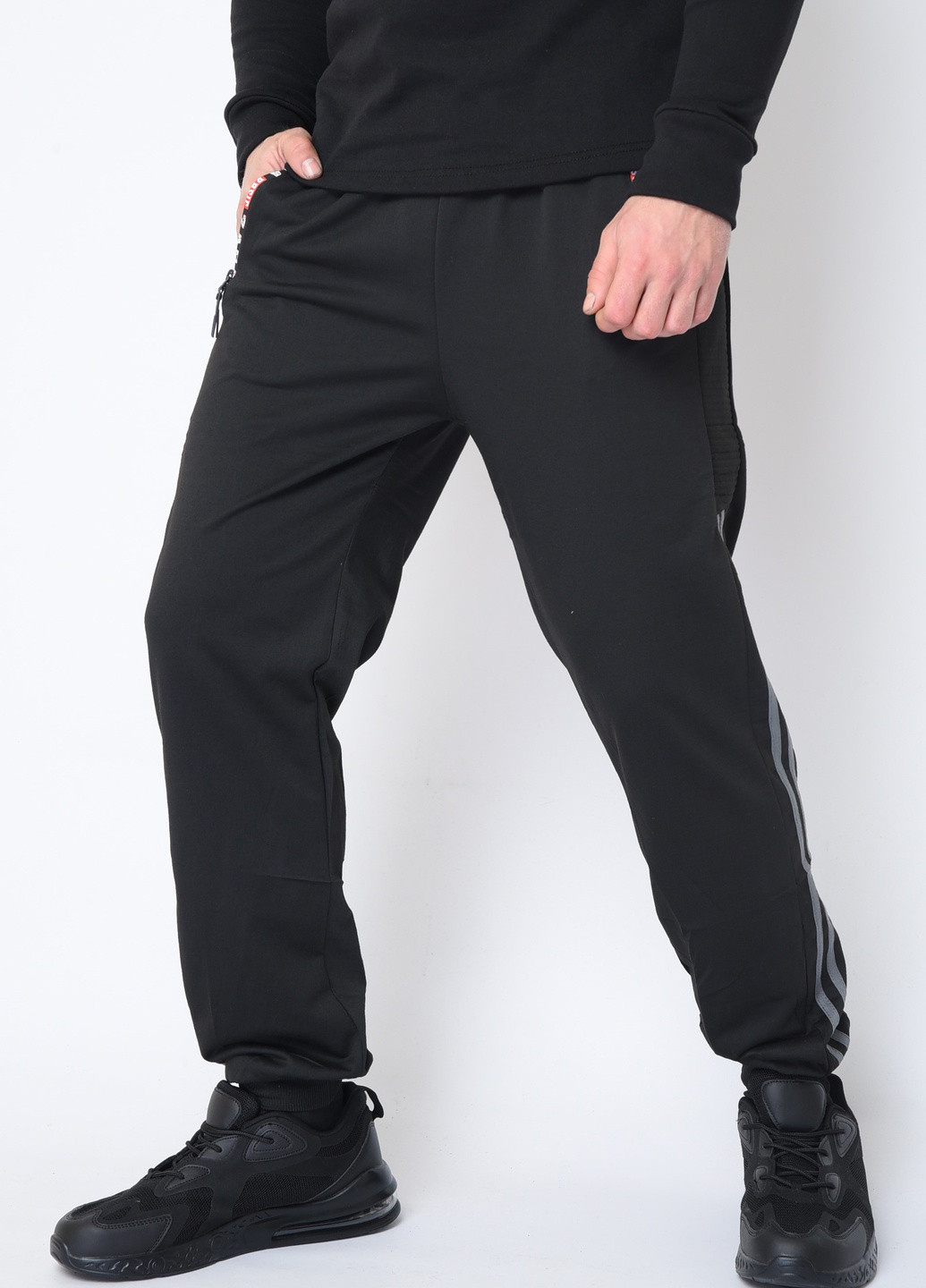 Спортивні чоловічі штани чорного кольору Let's Shop (256547510)