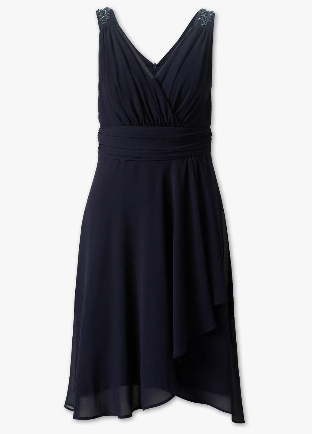 Темно-синя коктейльна сукня кльош, на запах C&A однотонна