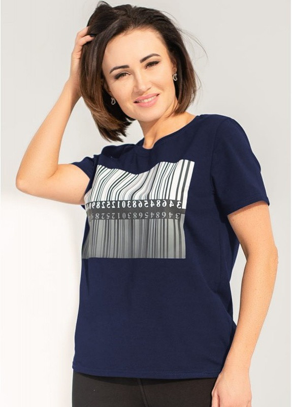 Синяя летняя женская футболка париж Look & Buy