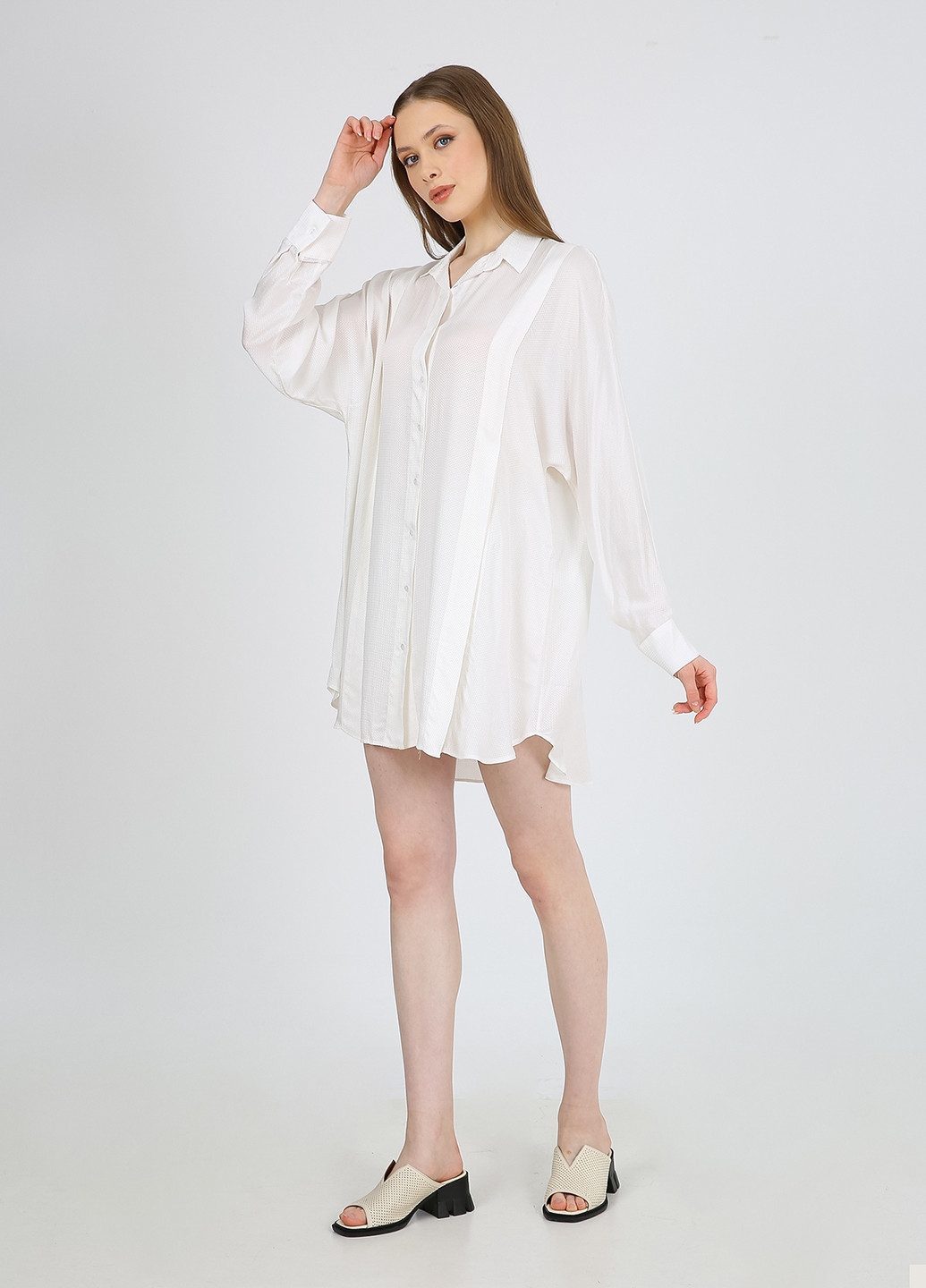 Белое кэжуал платье рубашка Casalini однотонное