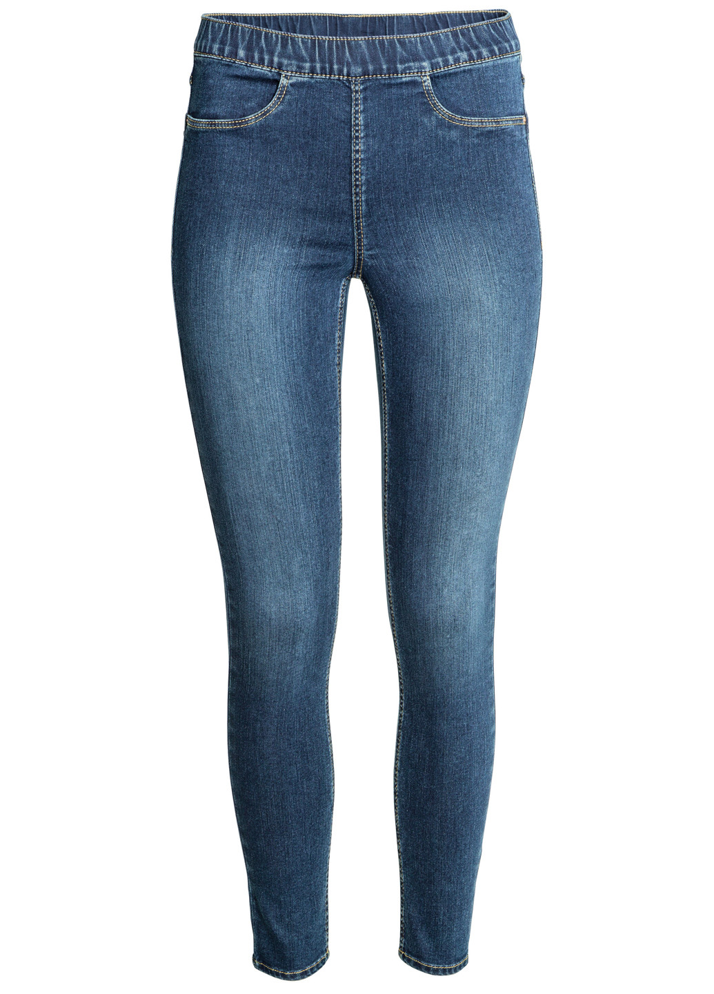 Джеггінси H&M однотонні темно-сині джинсові бавовна