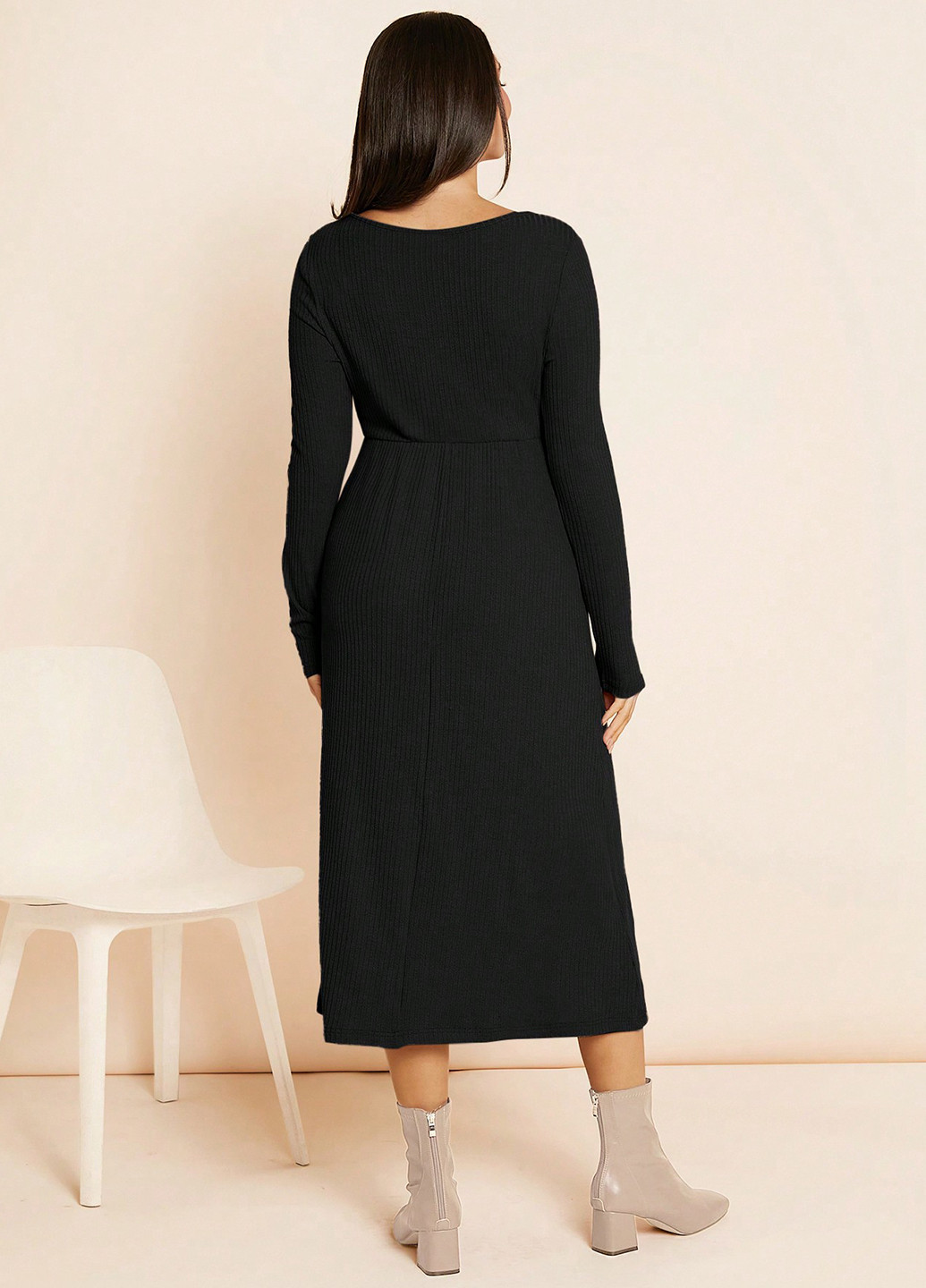 Чорна кежуал сукня для вагітних сукня светр SHEIN однотонна