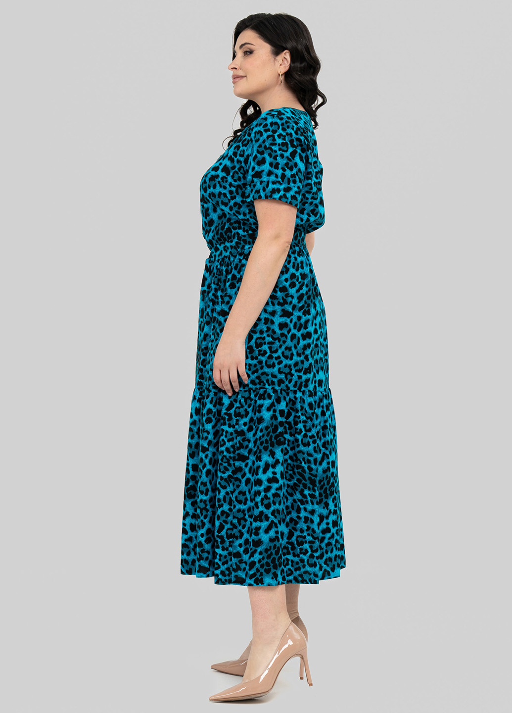 Комбинированное кэжуал платье а-силуэт A'll Posa леопардовый