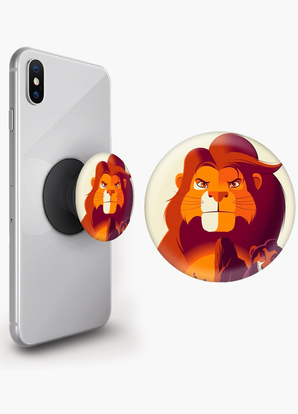 Попсокет (Popsockets) тримач для смартфону Король Лев (The Lion King) (8754-2688) Чорний MobiPrint (221548593)