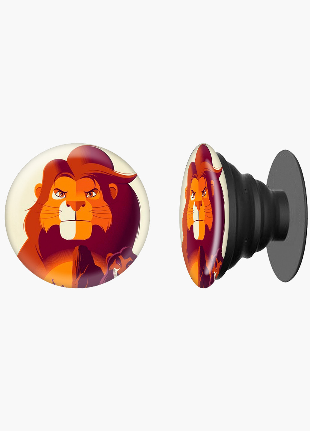 Попсокет (Popsockets) держатель для смартфона Король Лев (The Lion King) (8754-2688) Черный MobiPrint (221548593)