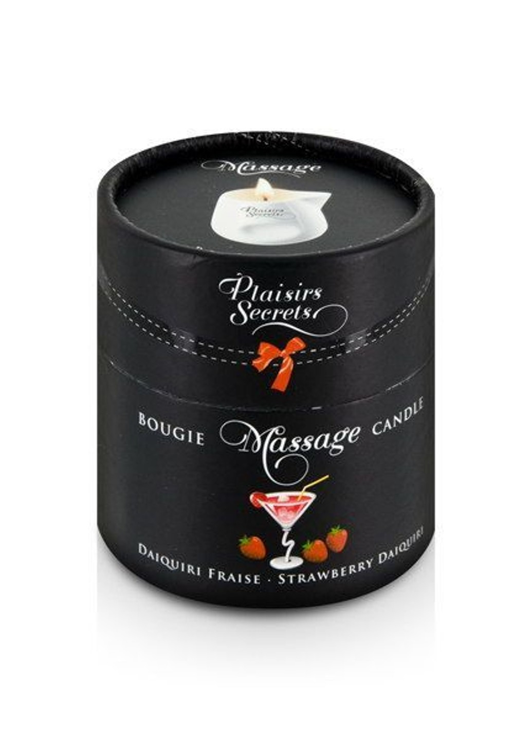 Массажная свеча Strawberry Daiquiri (80 мл) подарочная упаковка, керамический сосуд Plaisirs Secrets (255169323)