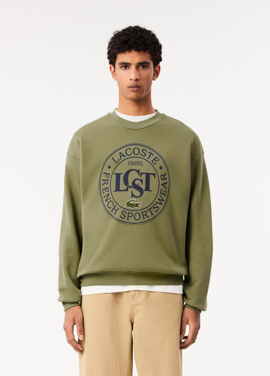 Хакі світшот Lacoste логотип нашивки (329694349)