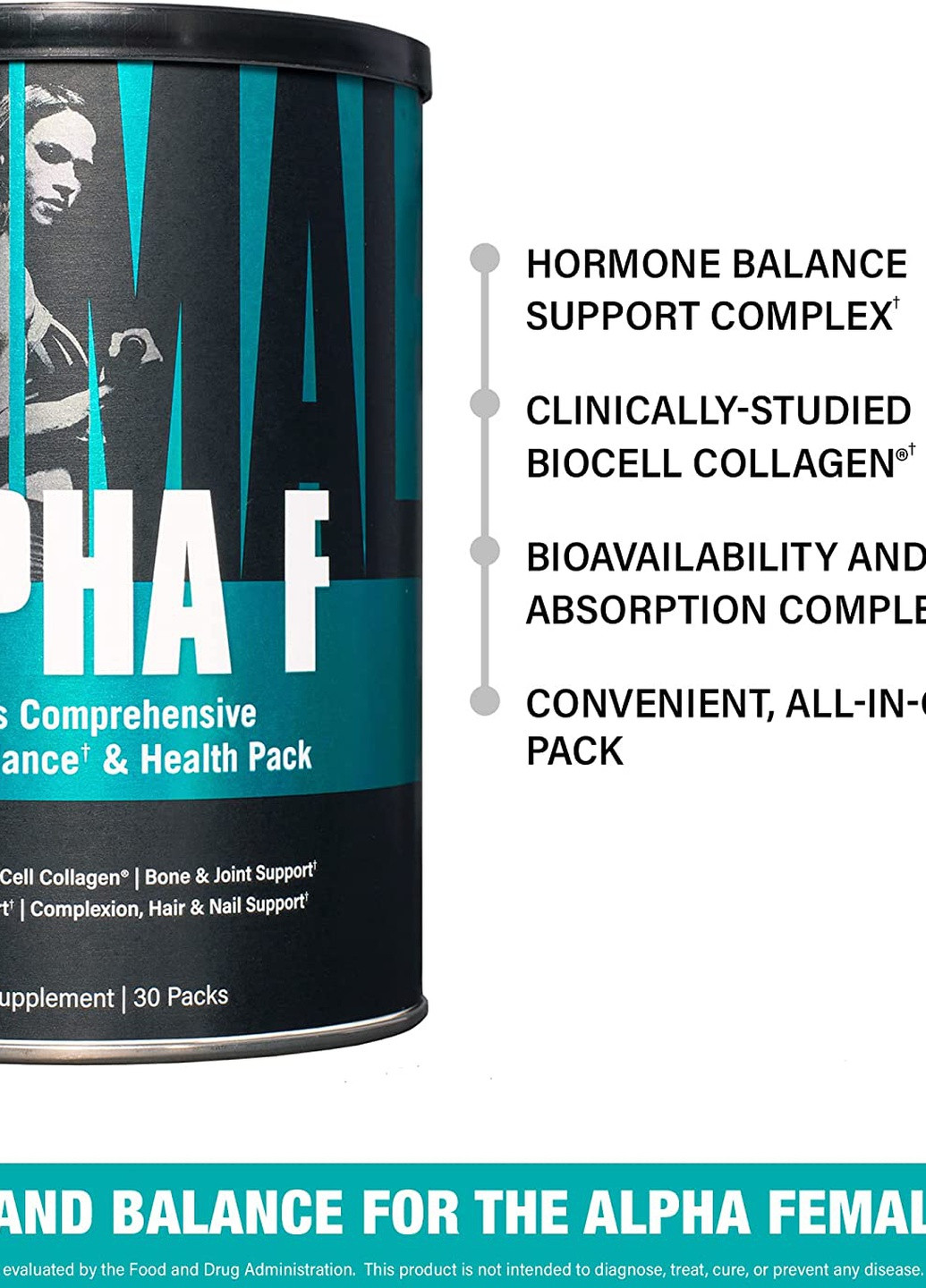 Комплексная формула для гормонального баланса и здоровья женщин Alpha F Women's 30 Packs Universal Nutrition (255916180)