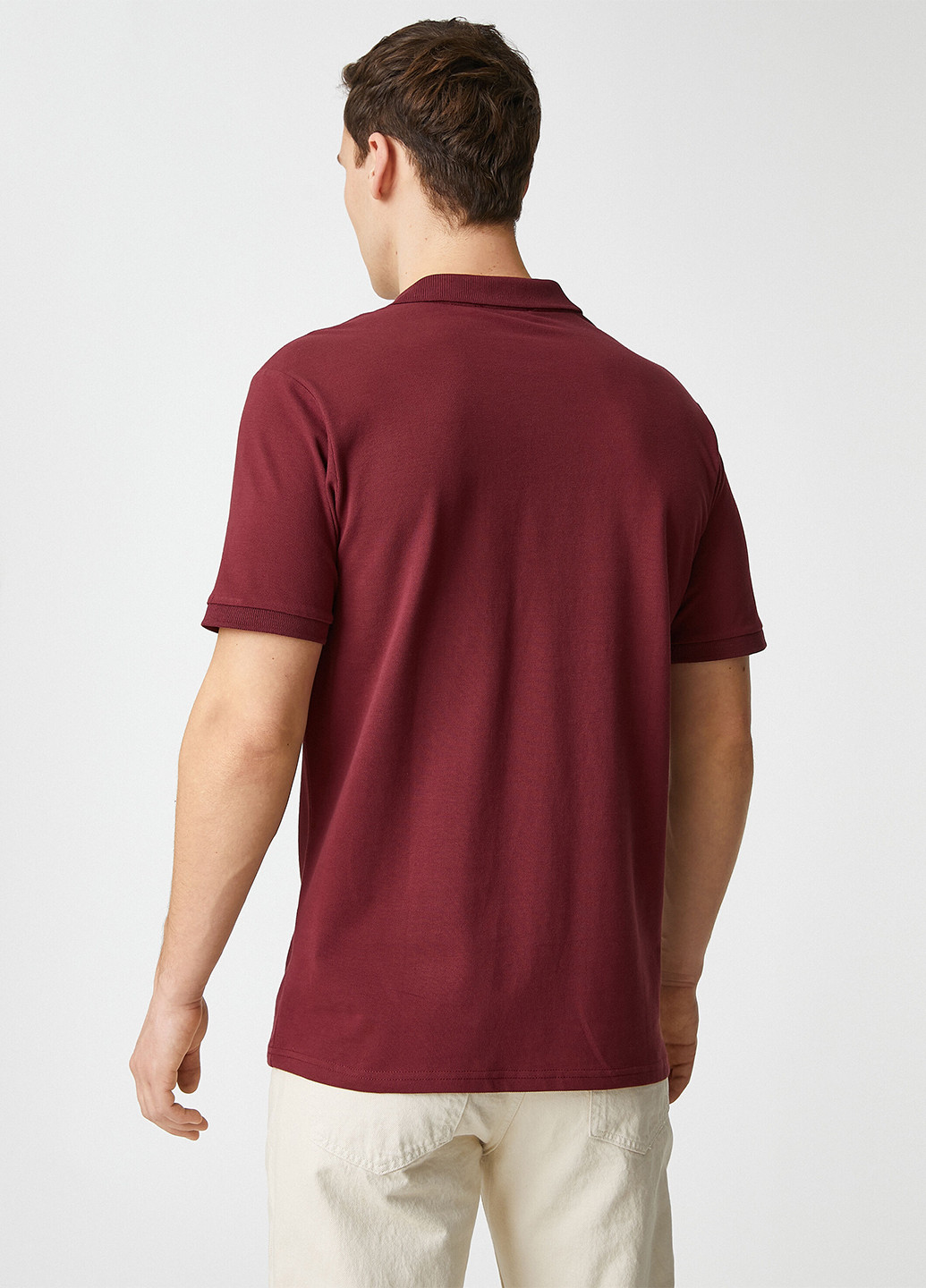 Бордовая футболка-поло для мужчин KOTON однотонная