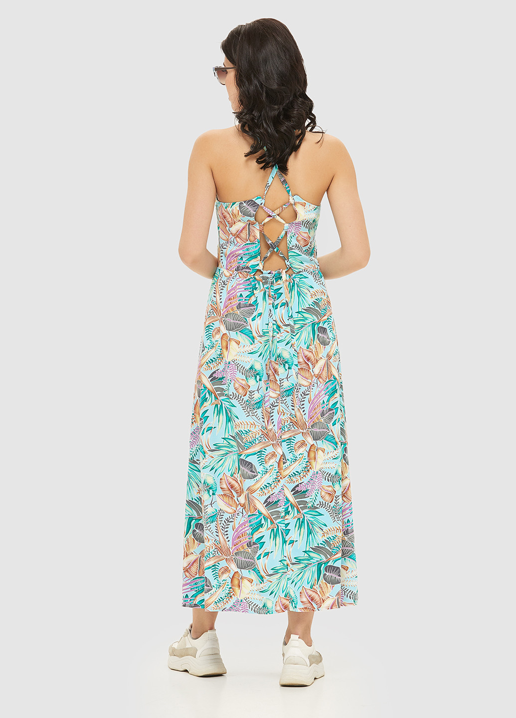 Мятное кэжуал платье а-силуэт MN с цветочным принтом
