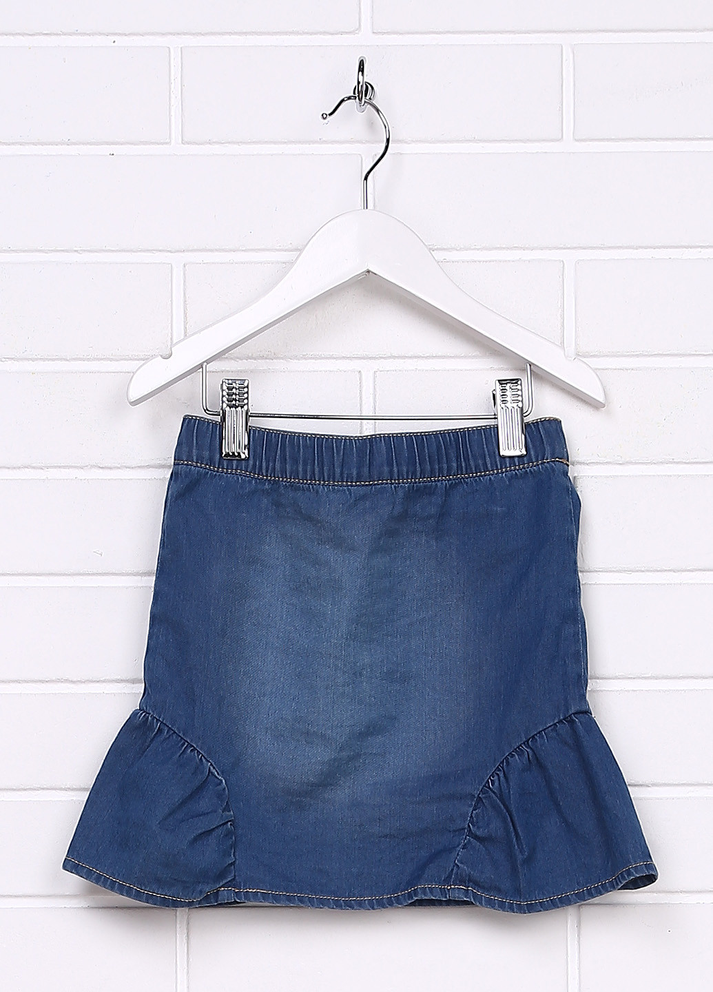 Синяя джинсовая с надписью юбка S.Oliver мини