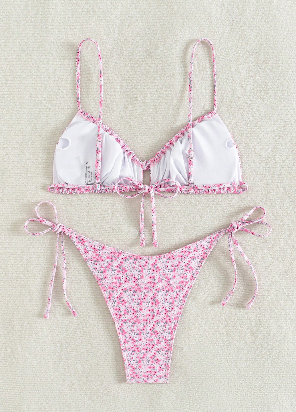 Розовый летний купальник (лиф, трусики) бикини, раздельный SHEIN