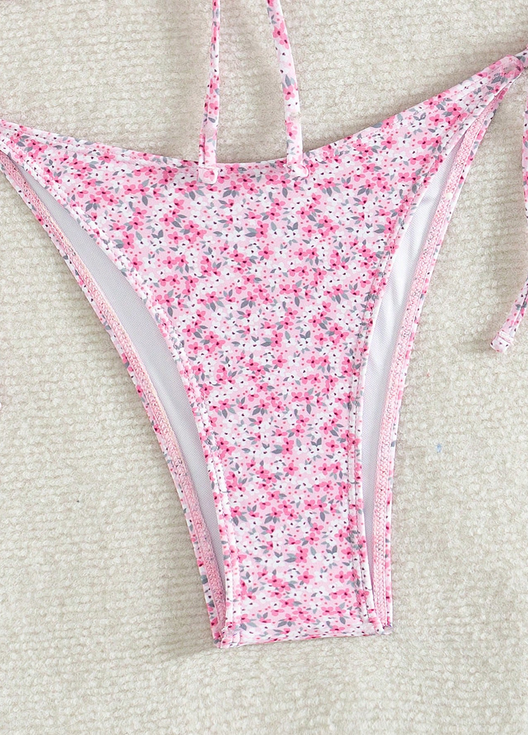Розовый летний купальник (лиф, трусики) бикини, раздельный SHEIN