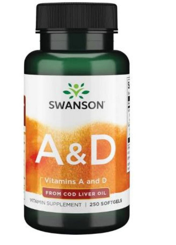 Вітаміни A D Vitamin A D 250 Sgels Per Bottle Swanson (232599668)