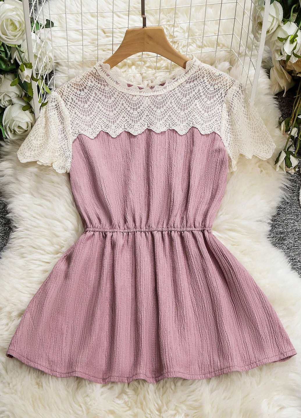 Розово-лиловая блуза с баской SHEIN