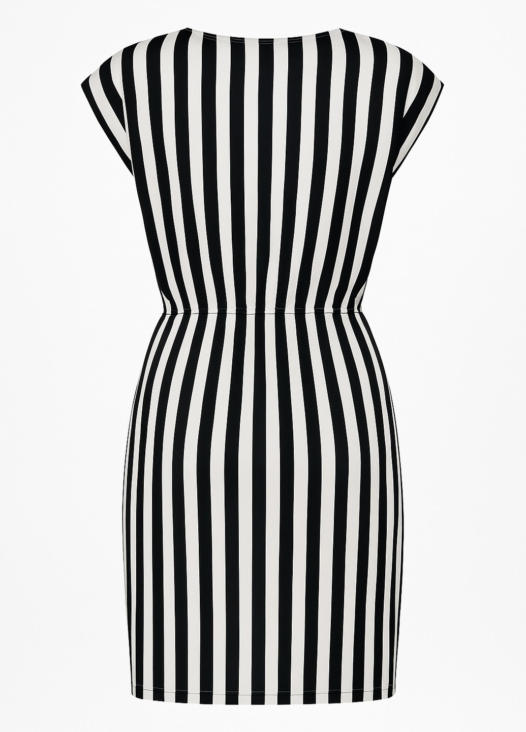 Черно-белое кэжуал платье футляр Sassofono в полоску