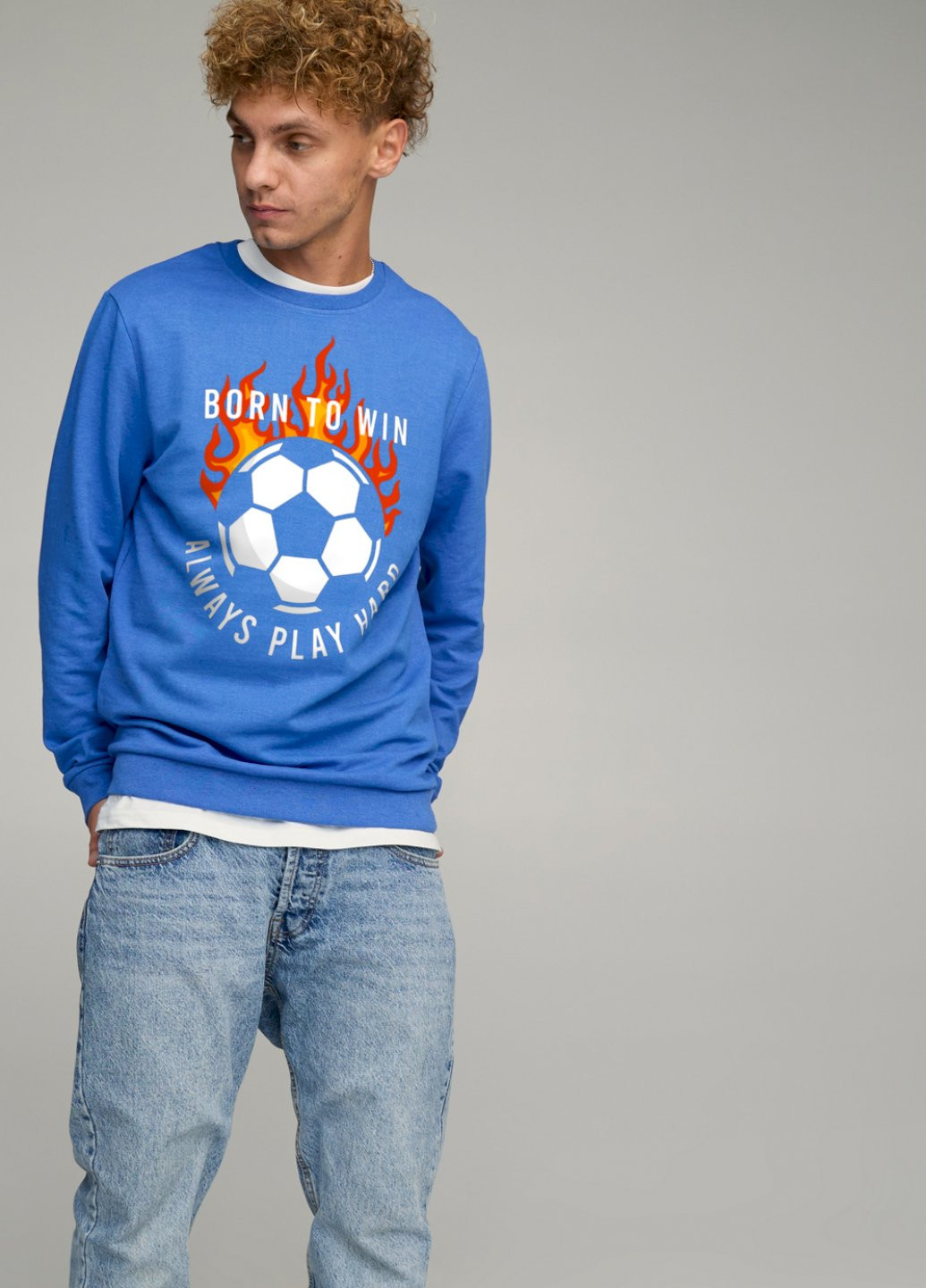 Голубой свитшот мужской basic /no flis/ YAPPI (252385788)