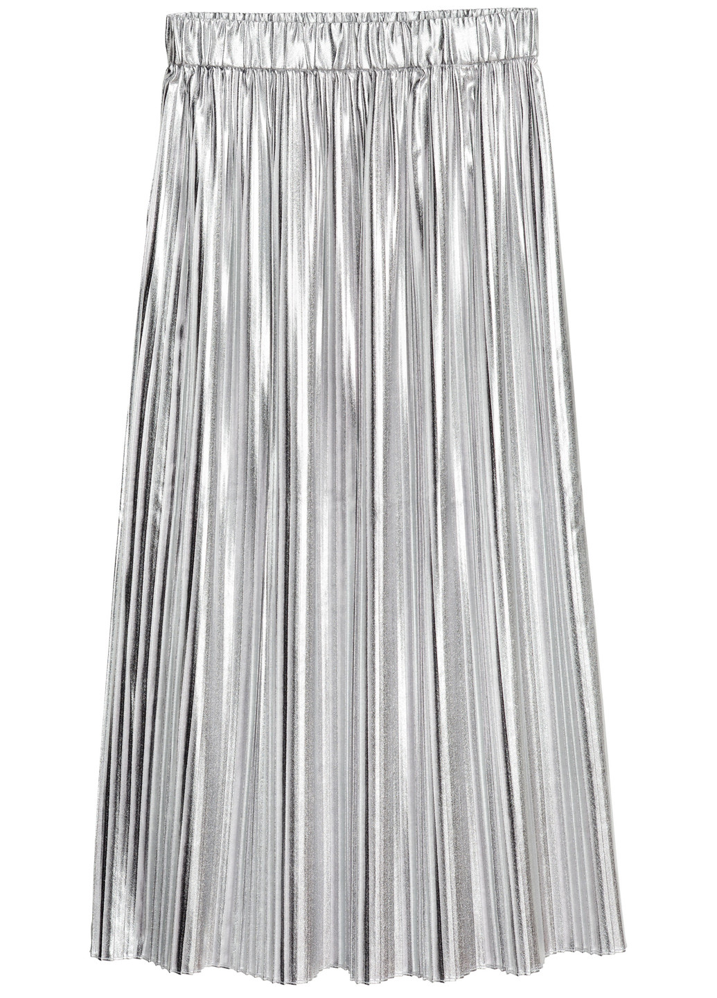 Серебристая кэжуал однотонная юбка H&M плиссе, миди