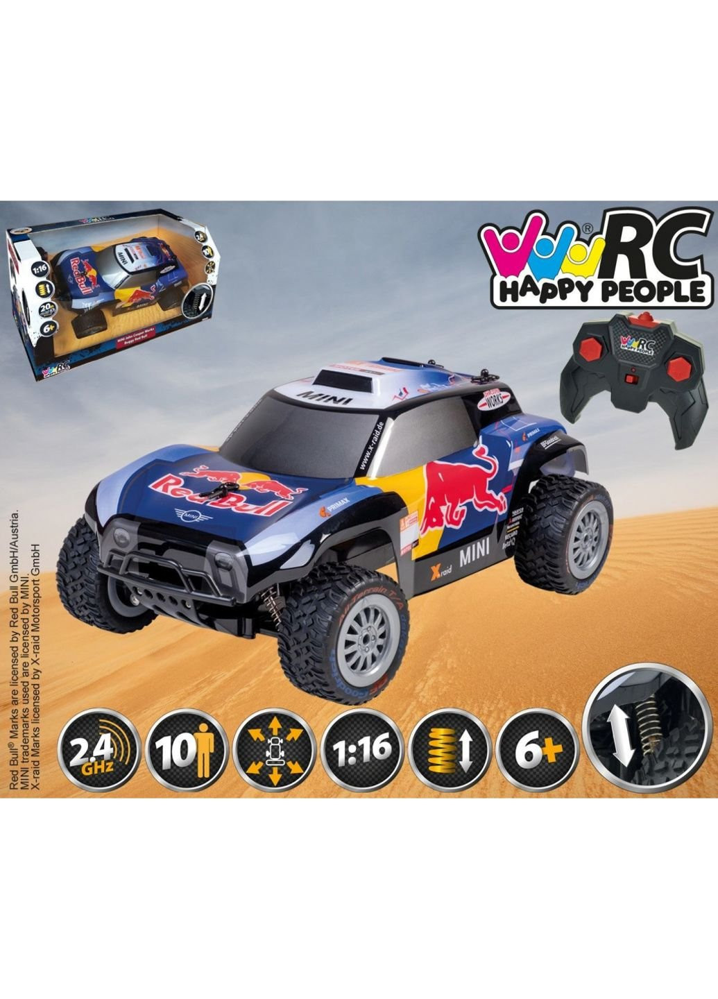 Радиоуправляемая игрушка Red Bull X-raid Mini JCW Buggy 1:16 2.4 ГГц (H30045) Happy People (254070949)