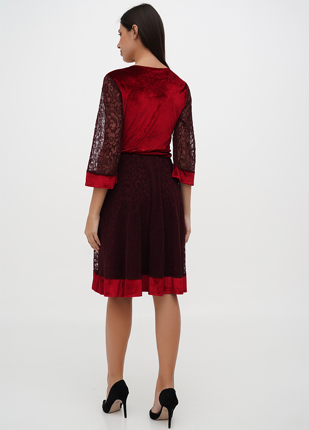 Бордова кежуал сукня на запах Sassofono однотонна