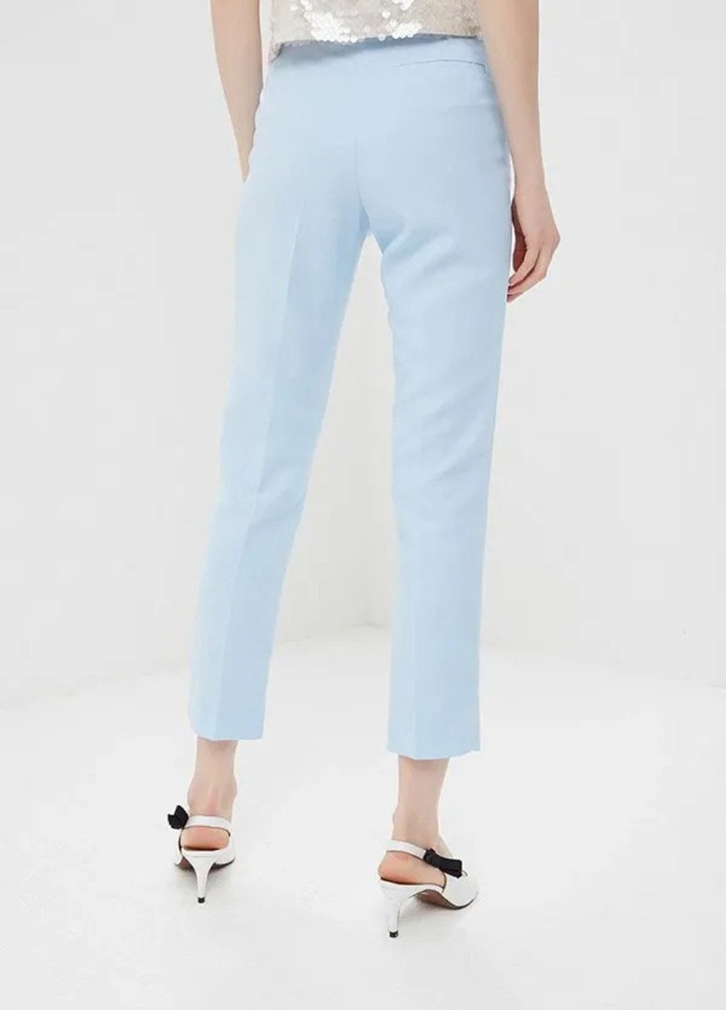 Голубые кэжуал летние укороченные, зауженные брюки Miss Selfridge