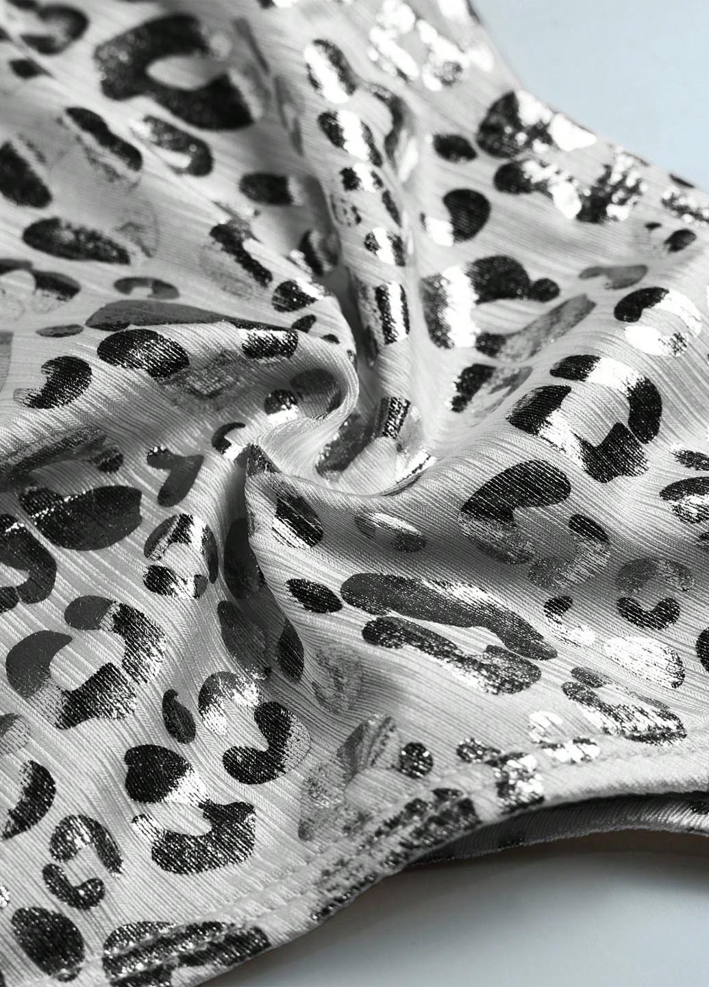 Серебряный летний купальник (лиф, трусики) балконет, раздельный SHEIN