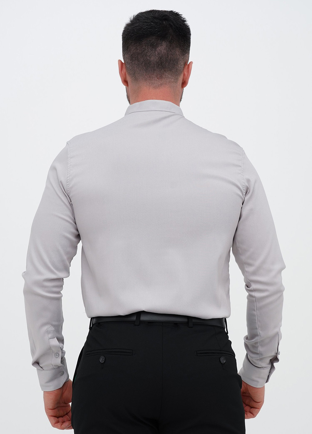 Светло-серая кэжуал, классическая рубашка однотонная Trend Collection