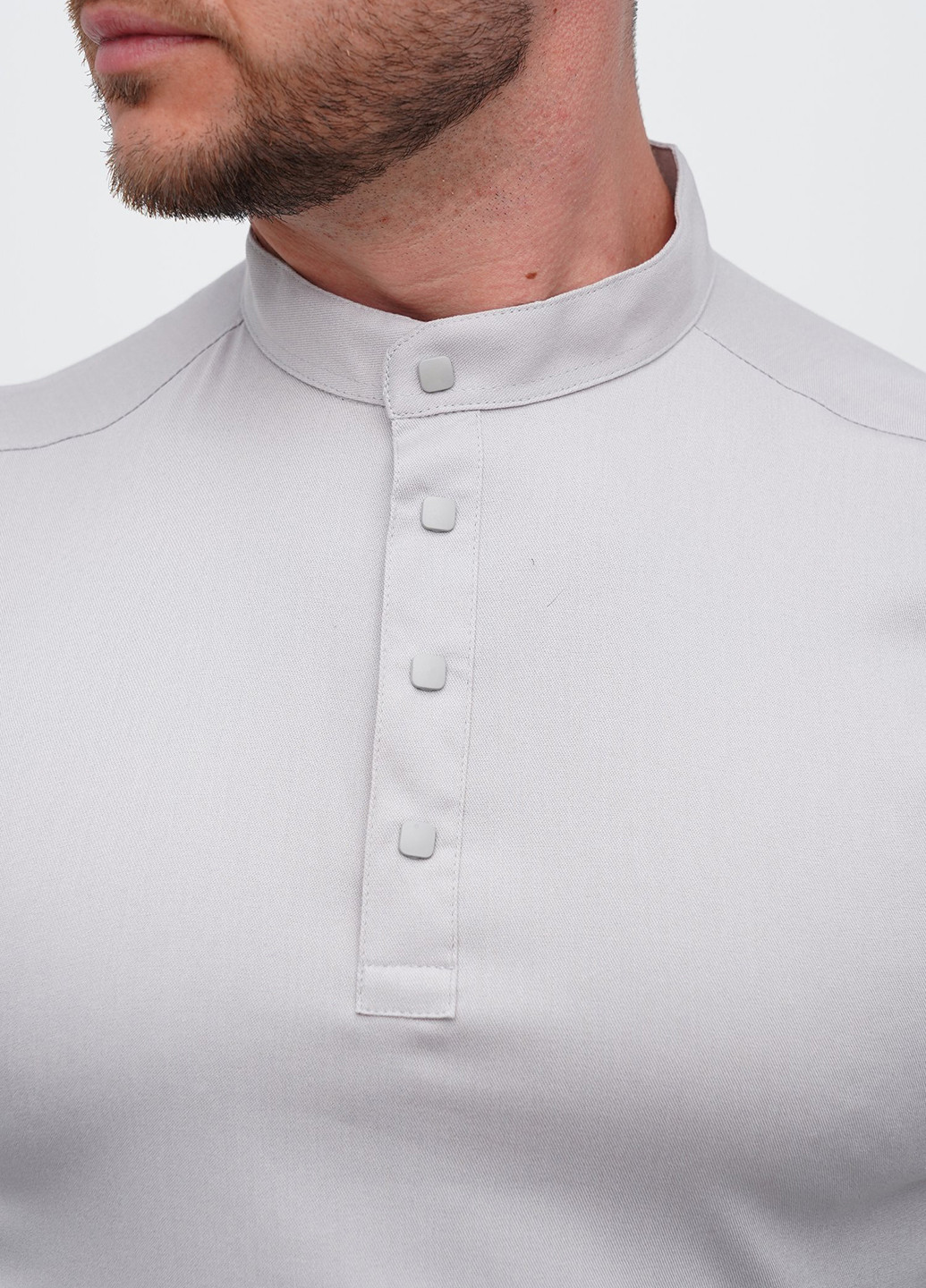 Светло-серая кэжуал, классическая рубашка однотонная Trend Collection