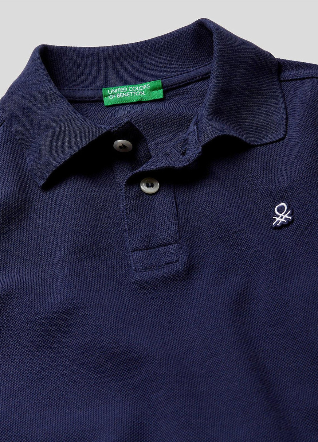 Темно-синяя детская футболка-поло для мальчика United Colors of Benetton однотонная
