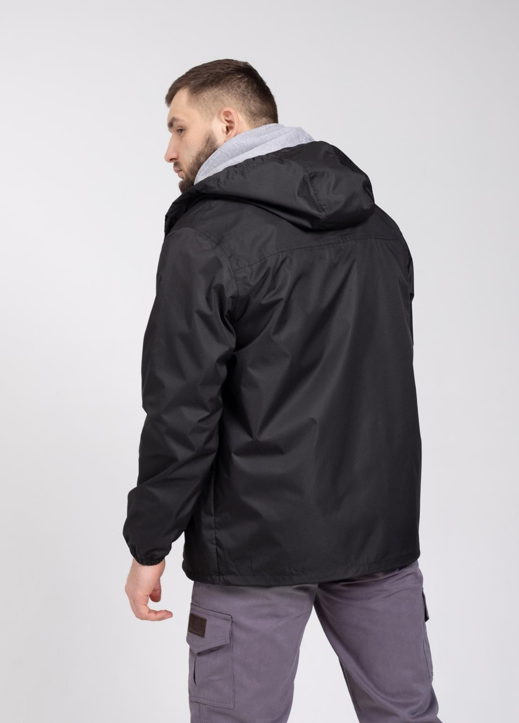 Серая демисезонная мужская водонепроницаемая куртка Feel and Fly Rain Membrana Black