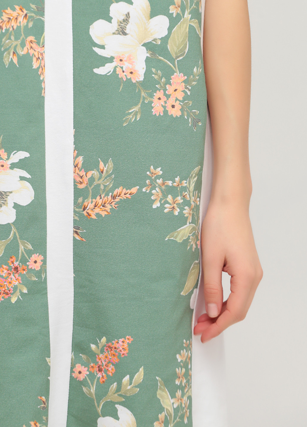 Салатовое домашнее платье платье-футболка Трикомир с цветочным принтом