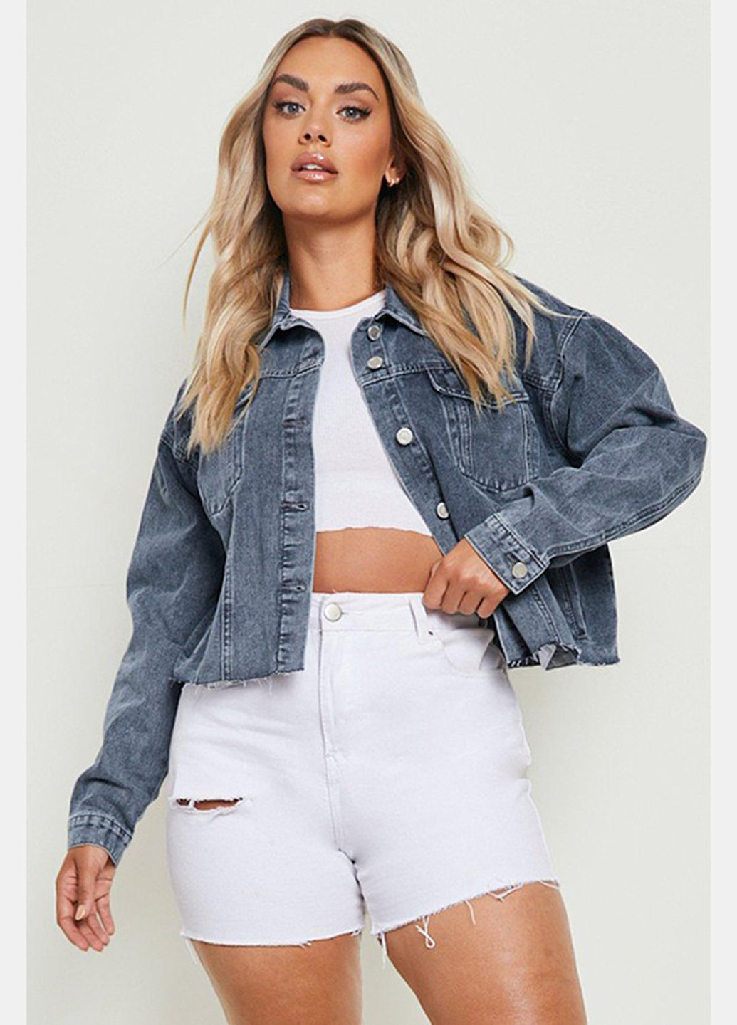 Серо-синяя демисезонная куртка Boohoo