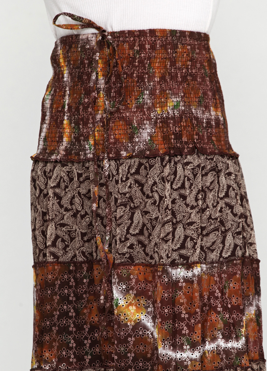 Коричневая кэжуал с орнаментом юбка Bongo миди