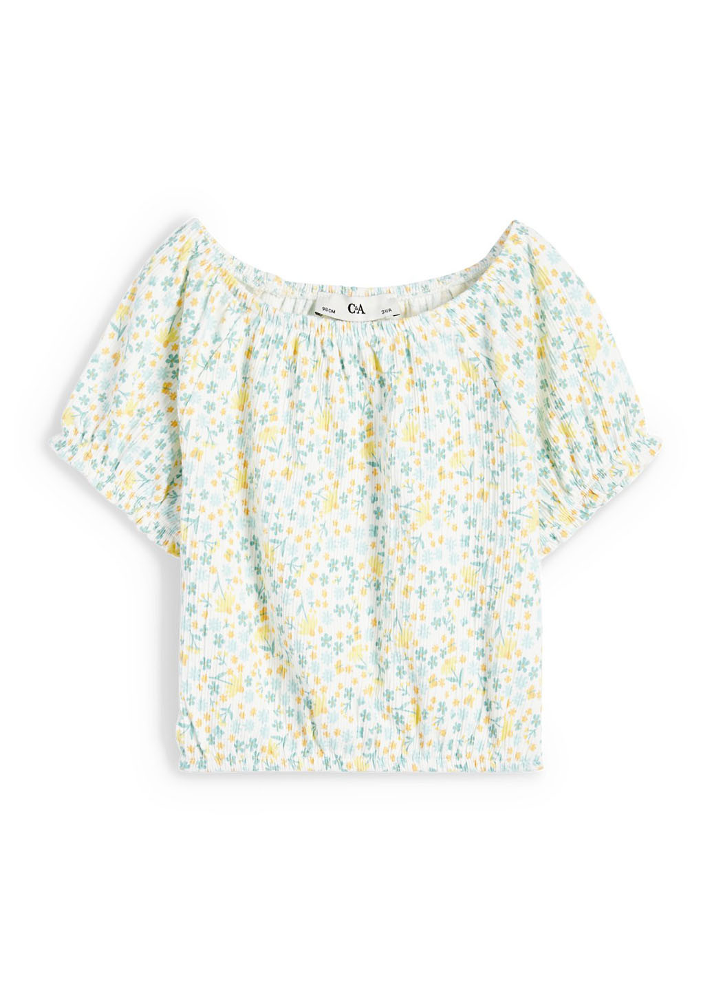 Белая цветочной расцветки блузка C&A летняя