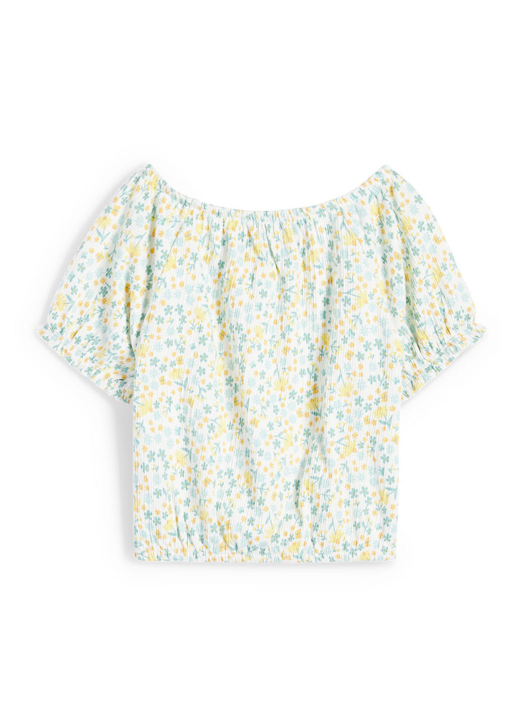 Белая цветочной расцветки блузка C&A летняя