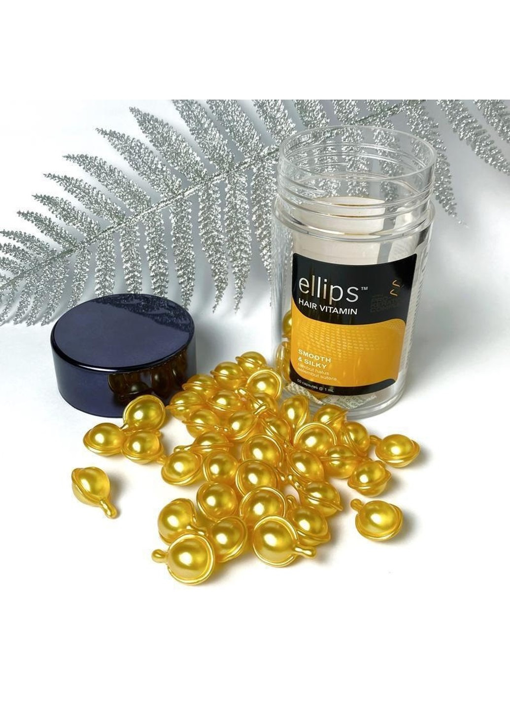 Вітаміни-олія для волосся Бездоганний шовк з Про-Кератиновим Комплексом Smooth silky 50 шт Ellips (254953347)