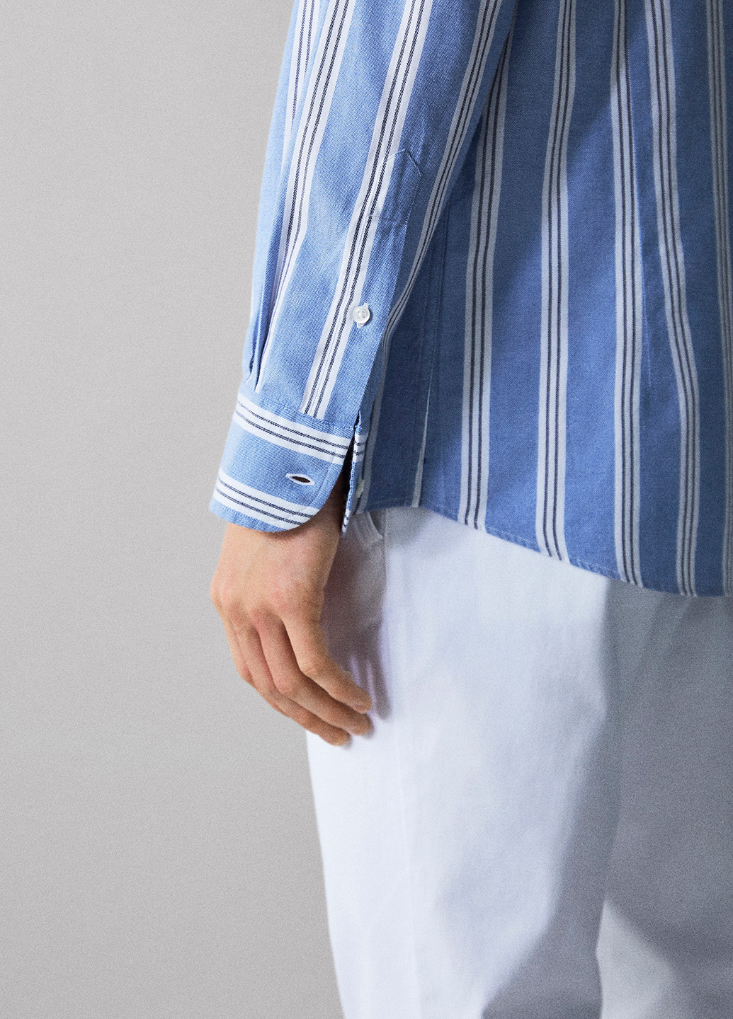 Голубой кэжуал рубашка в полоску Massimo Dutti с длинным рукавом