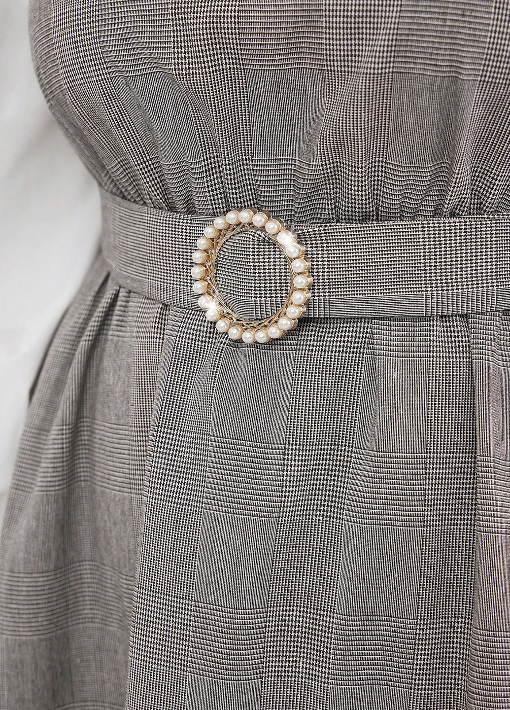 Светло-серое кэжуал, деловое, праздничный платье клеш, рубашка SHEIN в клетку