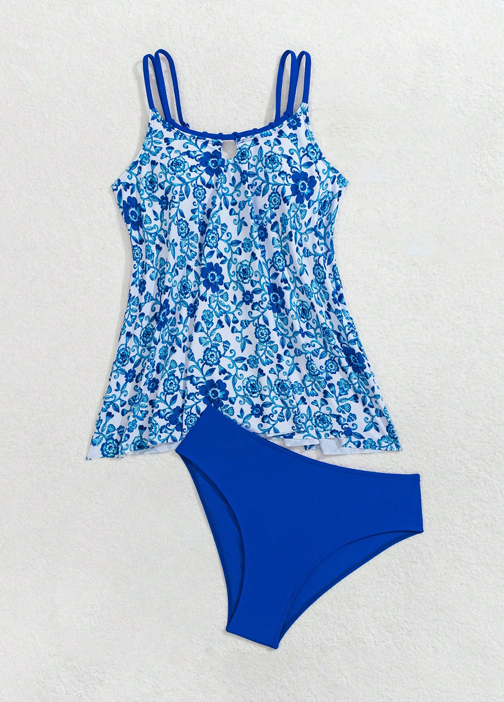 Синій літній купальник (ліф, трусики) танкіні, роздільний SHEIN