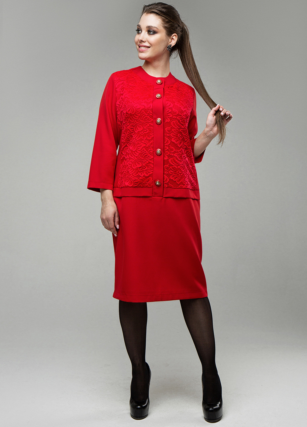 Красное деловое платье красное феерия Miledi