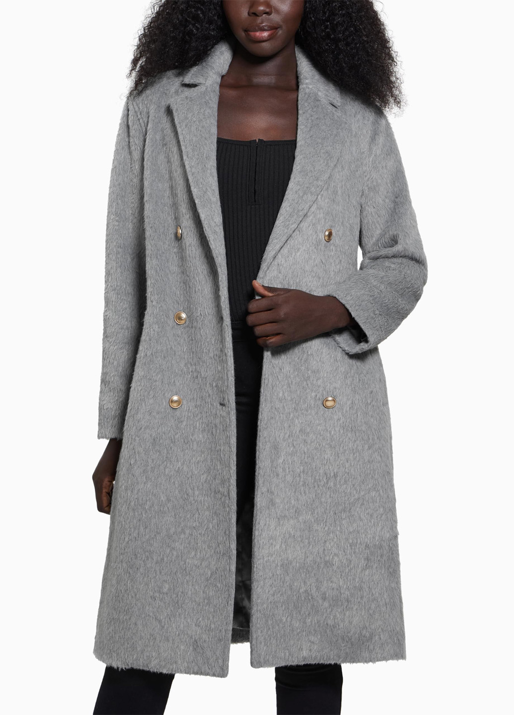 Серое демисезонное Пальто двубортное Guess