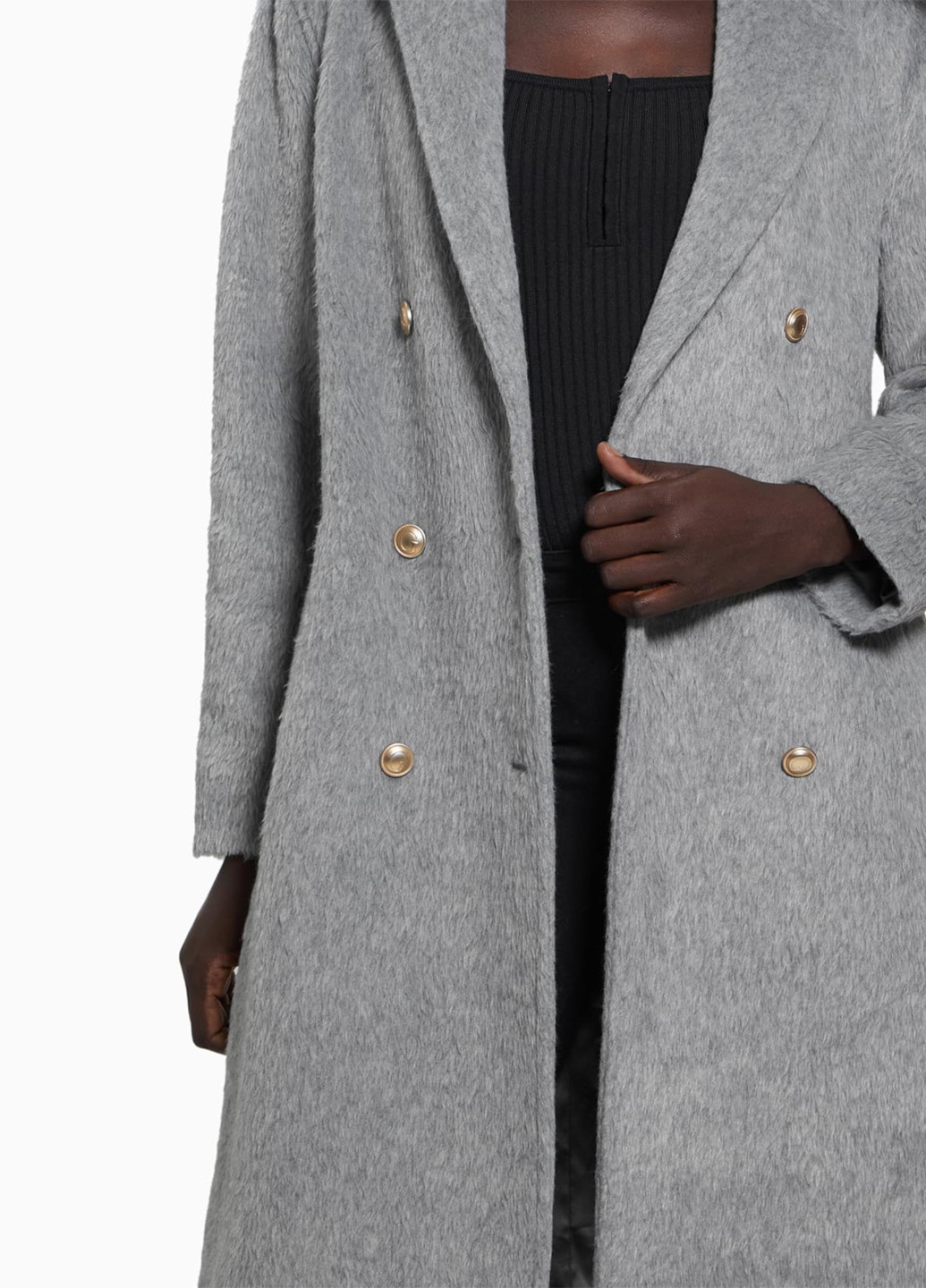 Серое демисезонное Пальто двубортное Guess