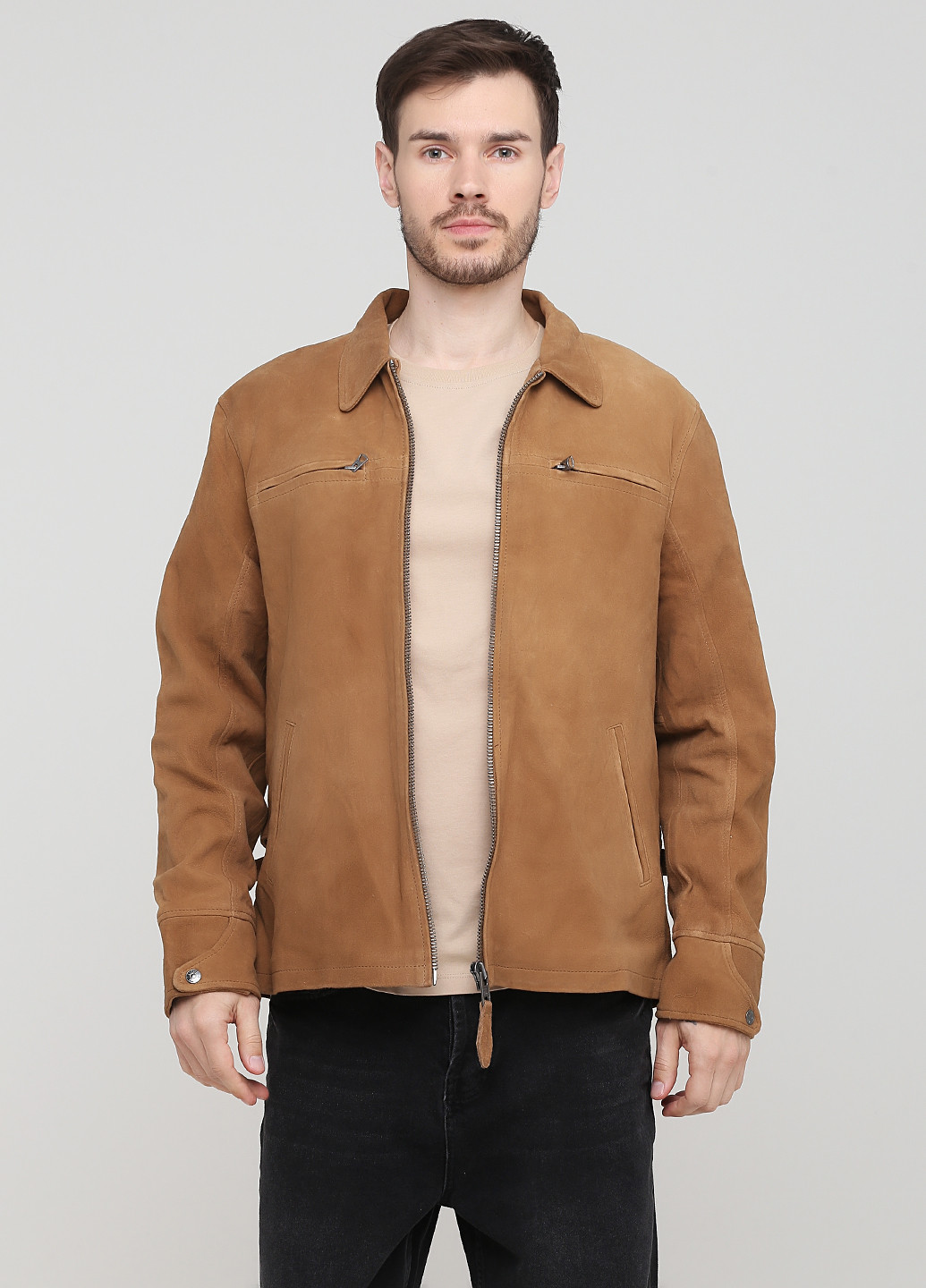 Светло-коричневая демисезонная куртка замшевая Schott N.Y.C.