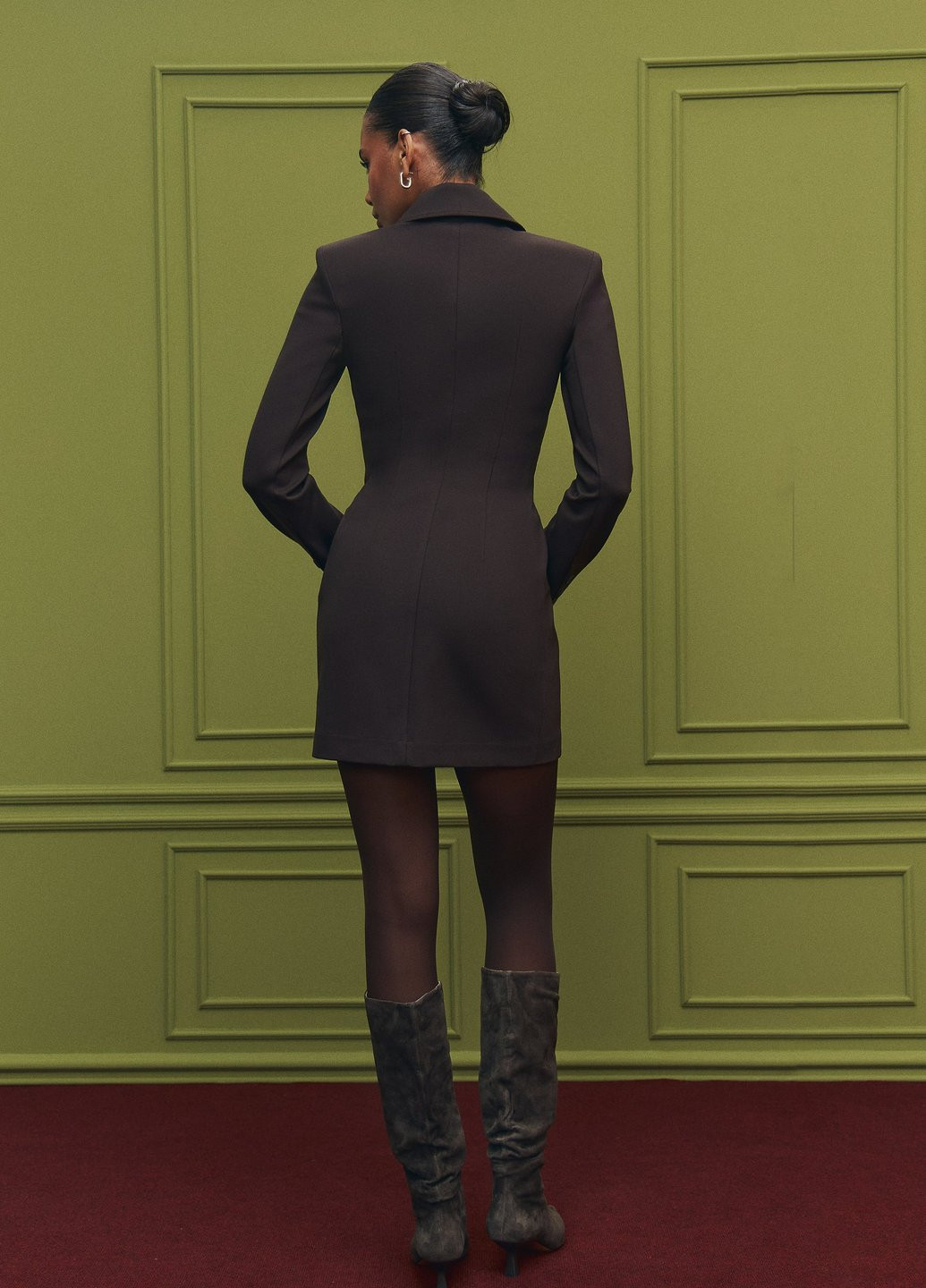 Темно-коричневое кэжуал платье рубашка Gepur однотонное