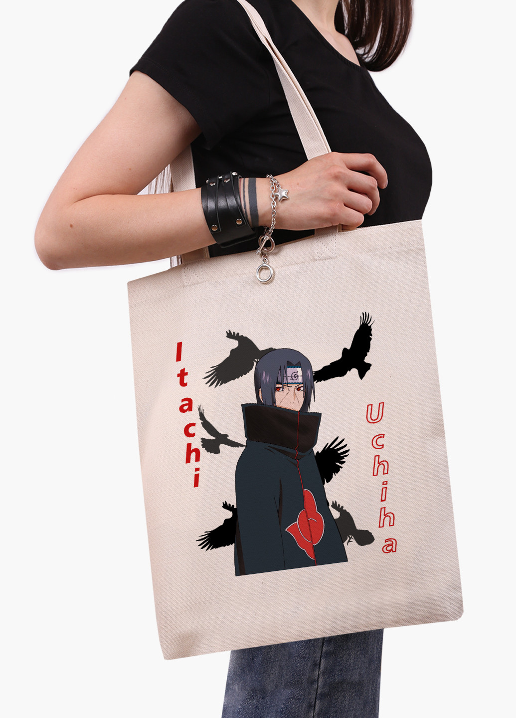 Еко сумка шоппер біла Ітачі Учіха (Itachi Uchiha) (9227-2821-WT-1) Еко сумка шоппер біла 41*35 см MobiPrint (221682901)