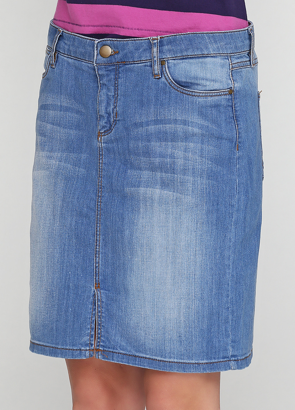 Голубая джинсовая однотонная юбка InWear